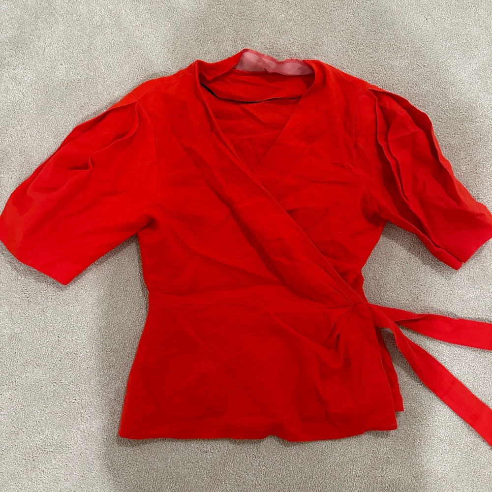 Red orange Zara Wrap top! 100% linen
